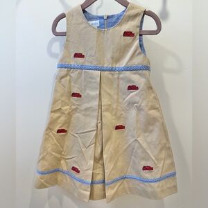 VIVE LA FETE OLE MISS Toddler Embroidered Khaki Jumper Dress